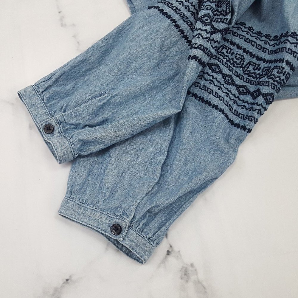 GAP 1969 Chambray Embroidered Off The Shoulder Top - Picture 6 of 8